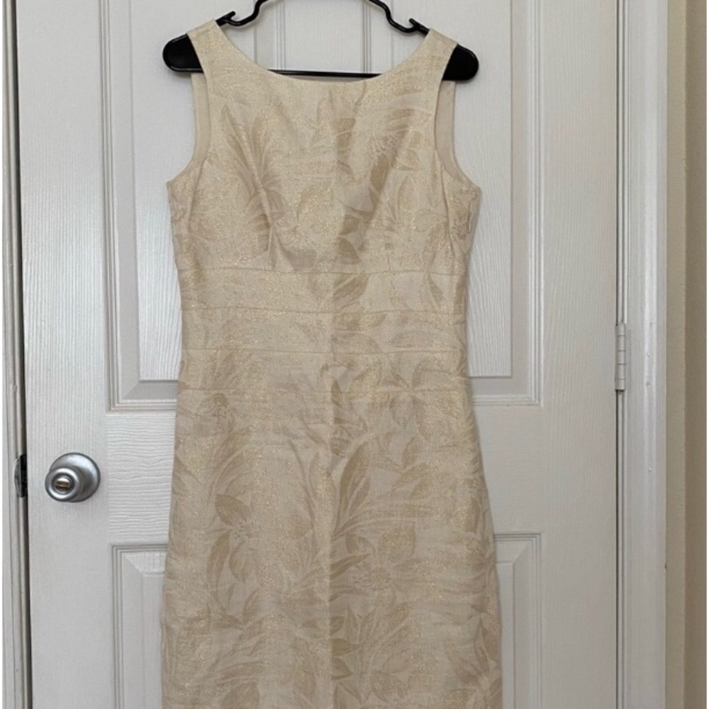 Talbots Linen Sheath with Metallic Floral.